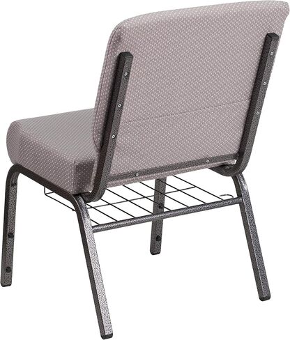 Flash Furniture HERCULES Series 21''W Church Chair in Dark Gray Fabric with Book Rack - Silver Vein Frame in Saudi Arabia
