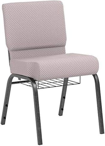 Flash Furniture HERCULES Series 21''W Church Chair in Dark Gray Fabric with Book Rack - Silver Vein Frame in Saudi Arabia