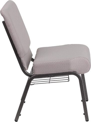 Flash Furniture HERCULES Series 21''W Church Chair in Dark Gray Fabric with Book Rack - Silver Vein Frame in Saudi Arabia