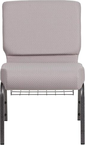 Flash Furniture HERCULES Series 21''W Church Chair in Dark Gray Fabric with Book Rack - Silver Vein Frame in Saudi Arabia