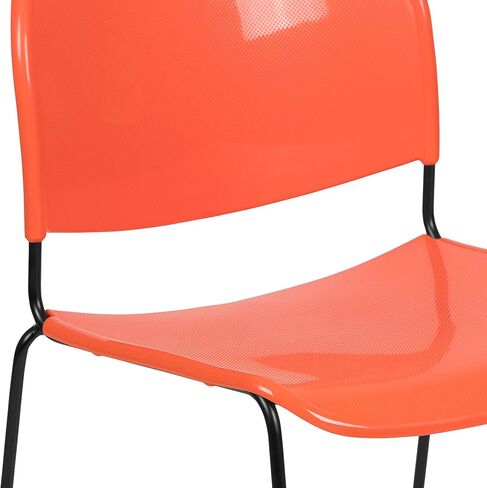 Flash Furniture HERCULES Series 880 lb. كرسي مكدس أسود فائق السعة مع إطار مطلي بمسحوق أسود in Saudi Arabia