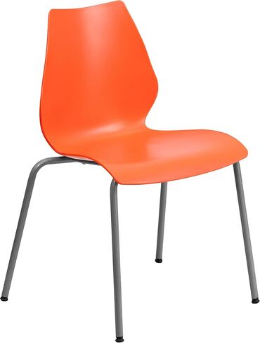 Flash Furniture 5 عبوات من سلسلة HERCULES بسعة 770 رطلًا كرسي برتقالي مع دعم قطني وإطار فضي in Saudi Arabia
