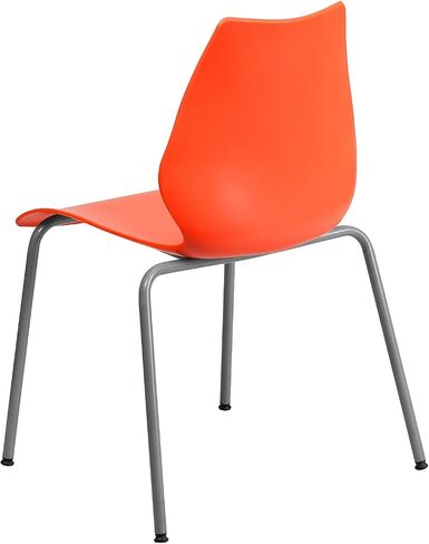 Flash Furniture 5 عبوات من سلسلة HERCULES بسعة 770 رطلًا كرسي برتقالي مع دعم قطني وإطار فضي in Saudi Arabia