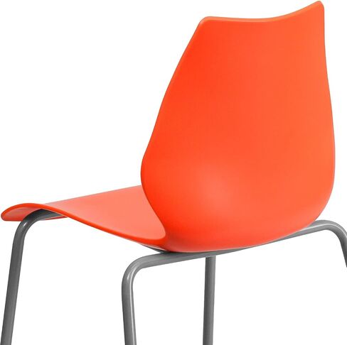 Flash Furniture 5 عبوات من سلسلة HERCULES بسعة 770 رطلًا كرسي برتقالي مع دعم قطني وإطار فضي in Saudi Arabia