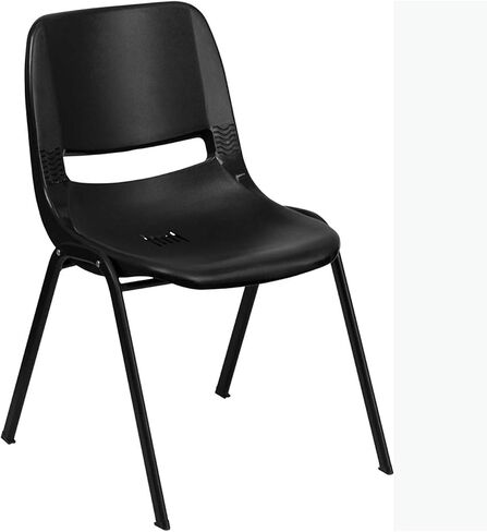 Flash Furniture 5 Pack HERCULES Series 880 lb. Capacity Black Ergonomic Shell Stack Chair with Black Frame in Saudi Arabia