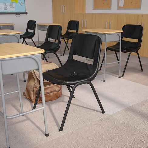 Flash Furniture 5 Pack HERCULES Series 880 lb. Capacity Black Ergonomic Shell Stack Chair with Black Frame in Saudi Arabia