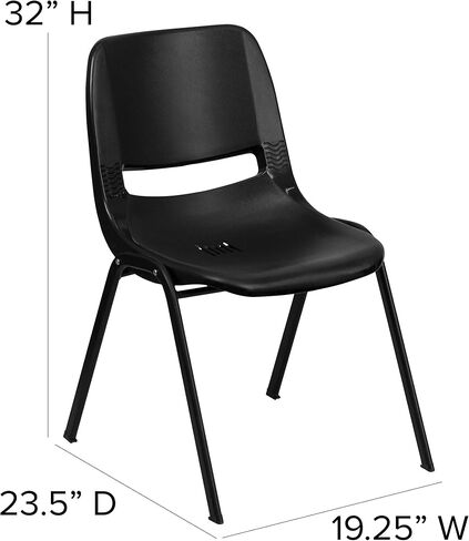 Flash Furniture 5 Pack HERCULES Series 880 lb. Capacity Black Ergonomic Shell Stack Chair with Black Frame in Saudi Arabia