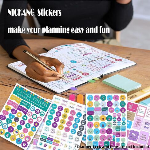 NICKANG Daily Planner Stickers and Accessories | 24Sheets/1360+Pcs | Date, Month, Number, Writeable, Productivity Stickers, Ideal for Budget, Journals, Calendars, to Do List in Kuwait