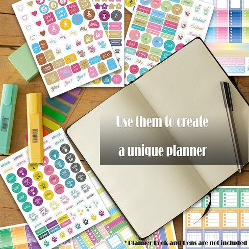 NICKANG Daily Planner Stickers and Accessories | 24Sheets/1360+Pcs | Date, Month, Number, Writeable, Productivity Stickers, Ideal for Budget, Journals, Calendars, to Do List in Kuwait