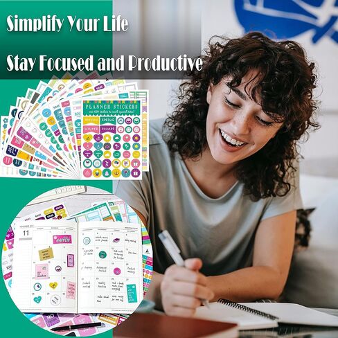 NICKANG Daily Planner Stickers and Accessories | 24Sheets/1360+Pcs | Date, Month, Number, Writeable, Productivity Stickers, Ideal for Budget, Journals, Calendars, to Do List in Kuwait