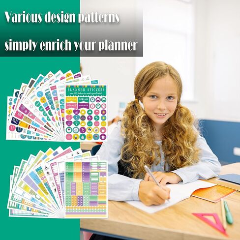 NICKANG Daily Planner Stickers and Accessories | 24Sheets/1360+Pcs | Date, Month, Number, Writeable, Productivity Stickers, Ideal for Budget, Journals, Calendars, to Do List in Kuwait