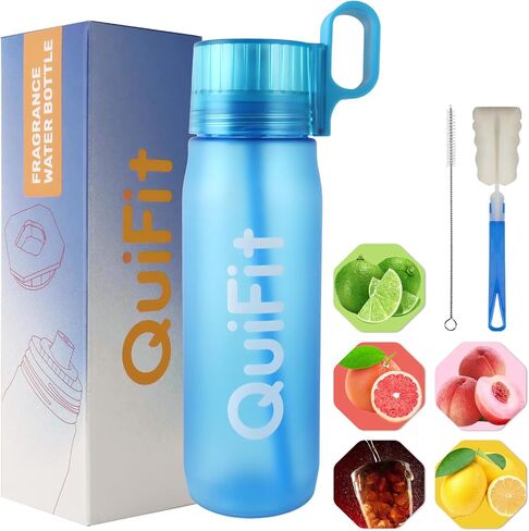 Build Your Life Air Water Bottle,Scent Water Bottle with 5 Flavour Pods,750ML 25OZ Fruit Fragrance Water Cup with Straw BPA Free Leak-Proof 0 Sugar 0 Calories for Outdoor Sports,School (Light Blue) in Saudi Arabia