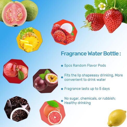 Build Your Life Air Water Bottle,Scent Water Bottle with 5 Flavour Pods,750ML 25OZ Fruit Fragrance Water Cup with Straw BPA Free Leak-Proof 0 Sugar 0 Calories for Outdoor Sports,School (Light Blue) in Saudi Arabia