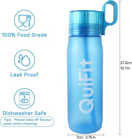 Build Your Life Air Water Bottle,Scent Water Bottle with 5 Flavour Pods,750ML 25OZ Fruit Fragrance Water Cup with Straw BPA Free Leak-Proof 0 Sugar 0 Calories for Outdoor Sports,School (Light Blue) in Saudi Arabia