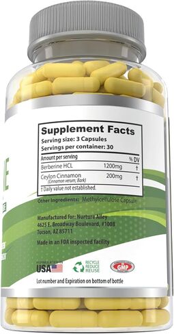 Berberine Complex - Berberine HCL 1200mg Plus Organic Ceylon Cinnamon 200mg - 90 Capsules - Supports Metabolism, Immune System, Weight Management - Berberine HCI Supplement in Saudi Arabia