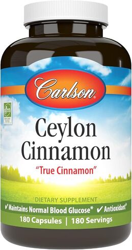 Carlson - Ceylon Cinnamon, Cinnamon Supplements, 500 mg, Cinnamon Extract Pills, Ceylon Cinnamon Capsules, 180 capsules in Saudi Arabia