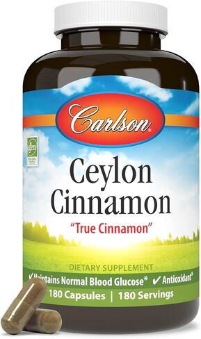 Carlson - Ceylon Cinnamon, Cinnamon Supplements, 500 mg, Cinnamon Extract Pills, Ceylon Cinnamon Capsules, 180 capsules in Saudi Arabia