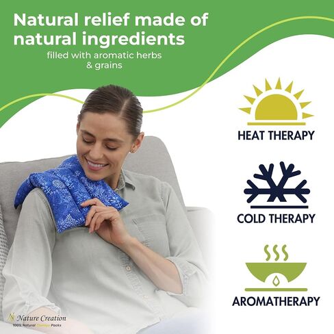 Nature Creation Back Heating Pad Microwavable - Flexible & Easy to Use Hot/Cold Pack for Back Pain Relief, Neck Pain, Body Aches and Stiffness - Perfect for Cold Weather - 1 Pack Blue Flowers in Saudi Arabia