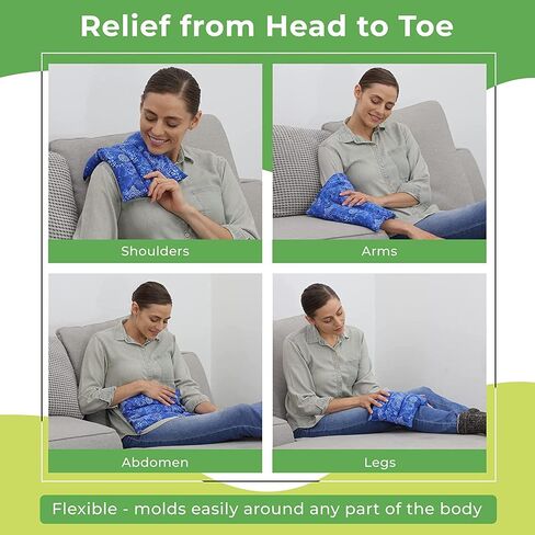 Nature Creation Back Heating Pad Microwavable - Flexible & Easy to Use Hot/Cold Pack for Back Pain Relief, Neck Pain, Body Aches and Stiffness - Perfect for Cold Weather - 1 Pack Blue Flowers in Saudi Arabia