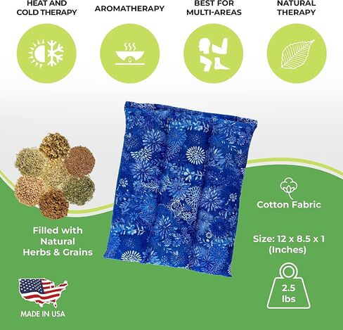 Nature Creation Back Heating Pad Microwavable - Flexible & Easy to Use Hot/Cold Pack for Back Pain Relief, Neck Pain, Body Aches and Stiffness - Perfect for Cold Weather - 1 Pack Blue Flowers in Saudi Arabia