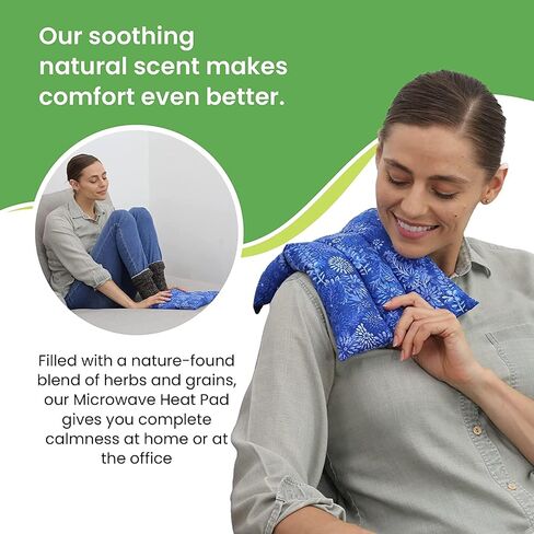 Nature Creation Back Heating Pad Microwavable - Flexible & Easy to Use Hot/Cold Pack for Back Pain Relief, Neck Pain, Body Aches and Stiffness - Perfect for Cold Weather - 1 Pack Blue Flowers in Saudi Arabia