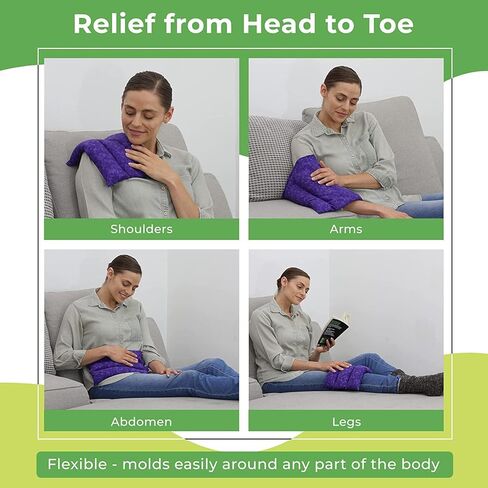 وسادة تدفئة خلفية من Nature Creation قابلة للاستخدام في الميكروويف - حزمة مرنة وسهلة الاستخدام ساخنة/باردة لتخفيف آلام الظهر وآلام الرقبة وآلام الجسم وتصلبها - مثالية للطقس البارد - عبوة واحدة من الزهور الزرقاء in Kuwait