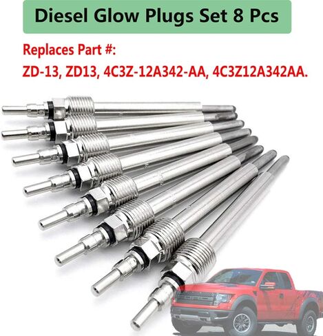شمعات التوهج ZD-13، ZD13،4C3Z-12A342-AA، 4C3Z12A342AA، لفورد 6.0 باور ستروك 2004-2007 F250 F350 F450 F550 سوبر ديوتي، 2004-2010 E350 سوبر ديوتي، 2005-2010 E450 سوبر ديوتي in Kuwait