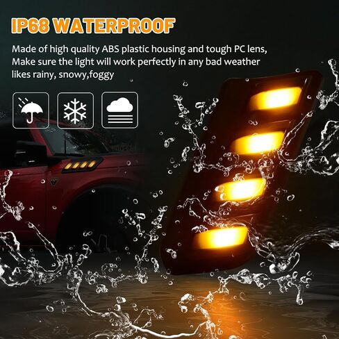 Z8 Hood Side Marker Lights Turn Signal Lights for Ford Bronco Accessories 2021-2024, 2PCS in Saudi Arabia