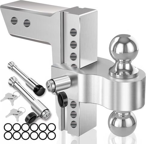 Adjustable Trailer Hitch Tow Hitch Load Bearing 18,500 LBS, Fits 2.5 Inch Receiver, 8-Inch Drop/Rise Drop Hitch, 2" and 2-5/16" Tow Balls Heavy Duty Tow Hitch for Truck(8 inch Drop/Rise) in Saudi Arabia