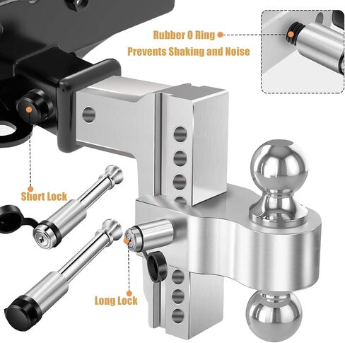 Adjustable Trailer Hitch Tow Hitch Load Bearing 18,500 LBS, Fits 2.5 Inch Receiver, 8-Inch Drop/Rise Drop Hitch, 2" and 2-5/16" Tow Balls Heavy Duty Tow Hitch for Truck(8 inch Drop/Rise) in Saudi Arabia