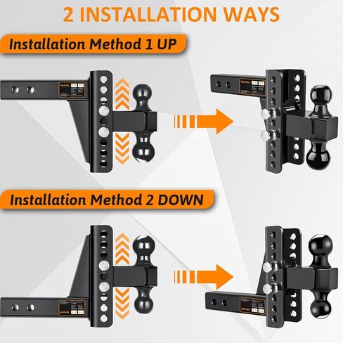 وصلة ربط مقطورة قابلة للتعديل من Koerdo - وصلة قطرة مع جهاز استقبال 2.5 بوصة - قطرة/ارتفاع 6 بوصة، وصلة ربط كروية 2 بوصة و2-5/16 بوصة للشاحنات، 22,000 رطل GTW، وصلة سحب مع دبوس مضاد للسرقة، أسود in Kuwait
