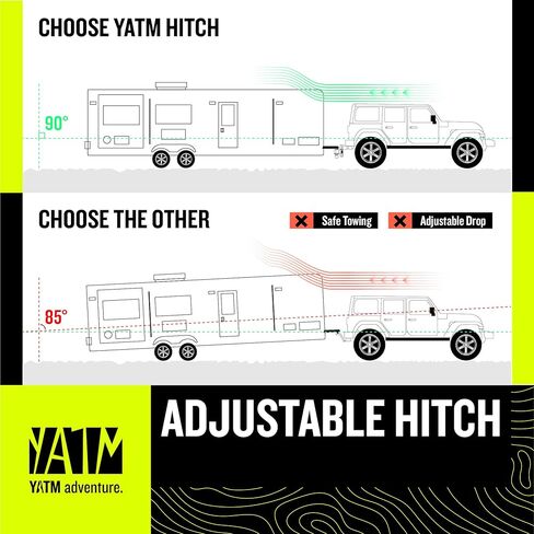 YATM Adjustable Hitches, Fits 2" Receiver,6" Drop/Rise, Replaces Tri Balls (1-7/8", 2", 2-5/16") Keyed of Dual Pin Key Locks, Aluminum Trailer Hitches with GTW 15,000LBS,Ultra Quiet,Blue,Y542006 in Saudi Arabia