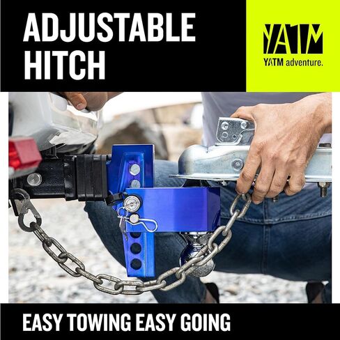 YATM Adjustable Hitches, Fits 2" Receiver,6" Drop/Rise, Replaces Tri Balls (1-7/8", 2", 2-5/16") Keyed of Dual Pin Key Locks, Aluminum Trailer Hitches with GTW 15,000LBS,Ultra Quiet,Blue,Y542006 in Saudi Arabia