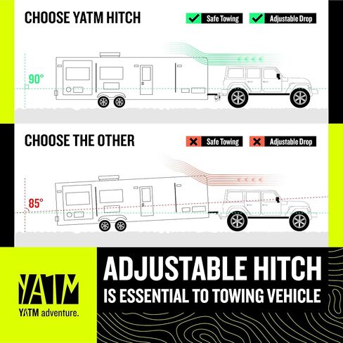 YATM Adjustable Hitches, Fits 2" Receiver,6" Drop/Rise, Replaces Tri Balls (1-7/8", 2", 2-5/16") Keyed of Dual Pin Key Locks, Aluminum Trailer Hitches with GTW 15,000LBS,Ultra Quiet,Blue,Y542006 in Saudi Arabia