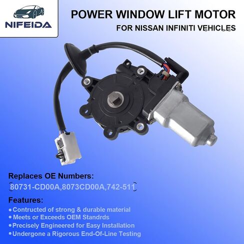Power Window Lift Motor, Front Left Driver Side Anti-Pinch Window Regulator Motor Replacement for 2003-2009 Nissan 350Z 2003-2007 Infiniti G35 2 Door Coupe | Replace # 80731-CD00A 80731CD00A 742-511 in Saudi Arabia