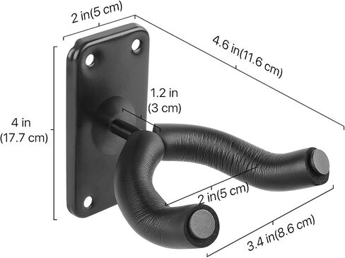 Flexzion Guitar Wall Hooks (2 Pack) - Secure Guitar Holder Bracket, Wall-Mount Guitar Hangers with Padded Yoke Fork, Display Wall Rack for Guitars, Bass, Mandolin, Banjo and More in Saudi Arabia