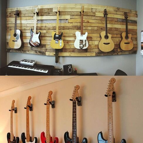Flexzion Guitar Wall Hooks (2 Pack) - Secure Guitar Holder Bracket, Wall-Mount Guitar Hangers with Padded Yoke Fork, Display Wall Rack for Guitars, Bass, Mandolin, Banjo and More in Saudi Arabia
