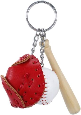 Keele baseball keychain for boy leather for men Including hat and bat (Red) in Kuwait