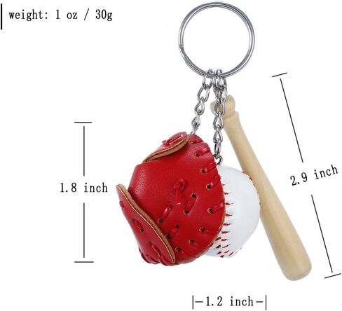 Keele baseball keychain for boy leather for men Including hat and bat (Red) in Kuwait