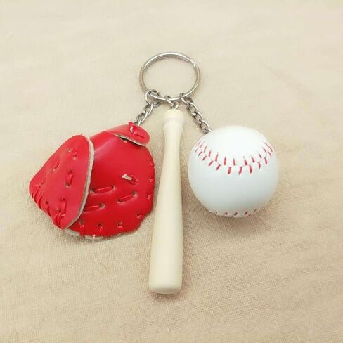 Keele baseball keychain for boy leather for men Including hat and bat (Red) in Kuwait