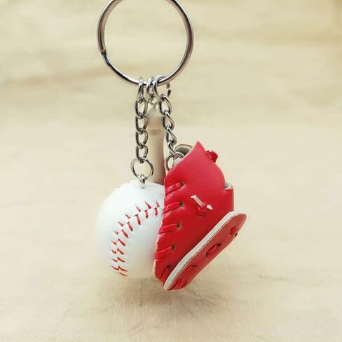 Keele baseball keychain for boy leather for men Including hat and bat (Red) in Kuwait