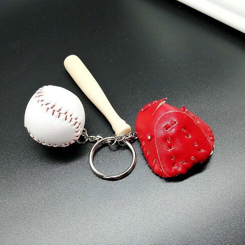 Keele baseball keychain for boy leather for men Including hat and bat (Red) in Kuwait