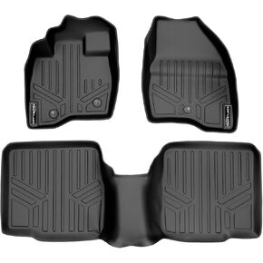 SMARTLINER Custom Fit Floor Mats 2 Row Liner Set Black for 2017-2019 Ford Explorer Without 2nd Row Center Console