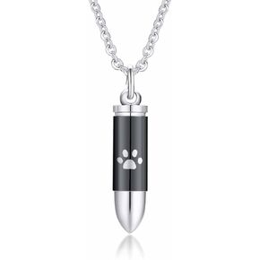 Stainless Steel The Bullet Urn Necklace for The Dog paw Keepsake Memorial Cremation Jewelry