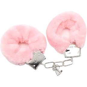 Fluffy Handcuffs for Women Stainless Steel Wrist Ankle O Ring Double Lock Hand-Cuffs Ankle Handcuffs Metal Hand Cuffs Gift for Women/Men