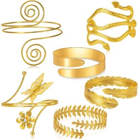 Gold Arm Cuff Upper Arm,6 Pieces Upper Arm Cuffs bracelets,Gold Adjustable Arm Cuff Jewelry for Women