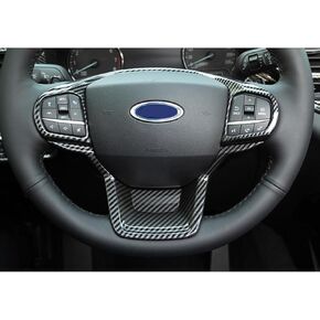 ruihe 2pc Carbon Fiber Folor Steering Wheel Cover Trim Fit for Ford Explorer 2020 2021 2022 2023 2024