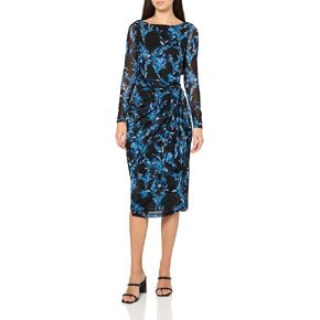 Tommy Hilfiger Women's Side Tie Mesh Fully Lined Midi Dress