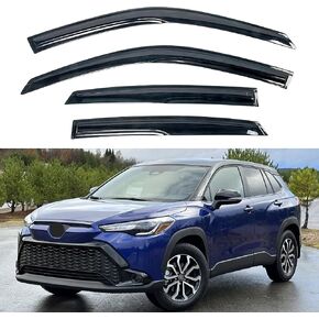 KPY Window Visor Compatible with Toyota Corolla Cross 2022 2023 2024, 4PC Rain Guard Side Window Vent Deflectors Tape-On Mugen Style, 2022 2023 2024