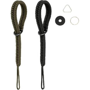 Camera Wrist Strap, Rope Camera Hand Strap for DSLR camera, Mirrorless Camera, Camera Hand Strap with Triangular Ring and O-Ring Safer Connector, Black & Green (Applicable on many devices)